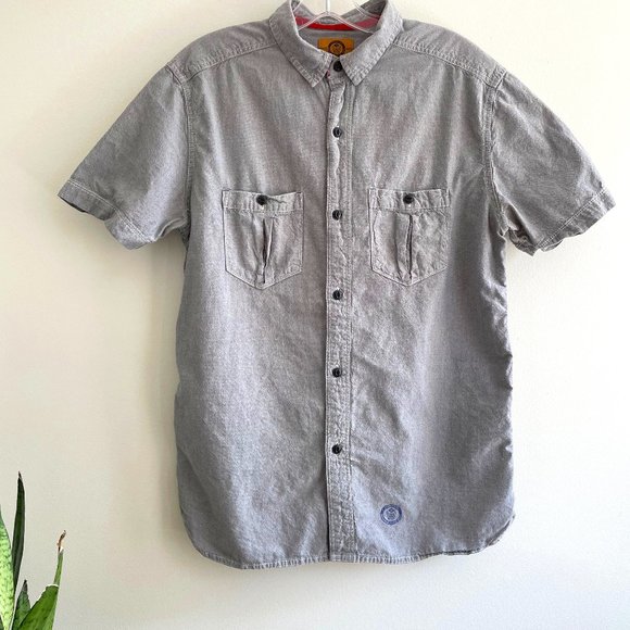 Stapleford Mens S Short Sleeve Grey Chambray Shirt - Picture 1 of 5